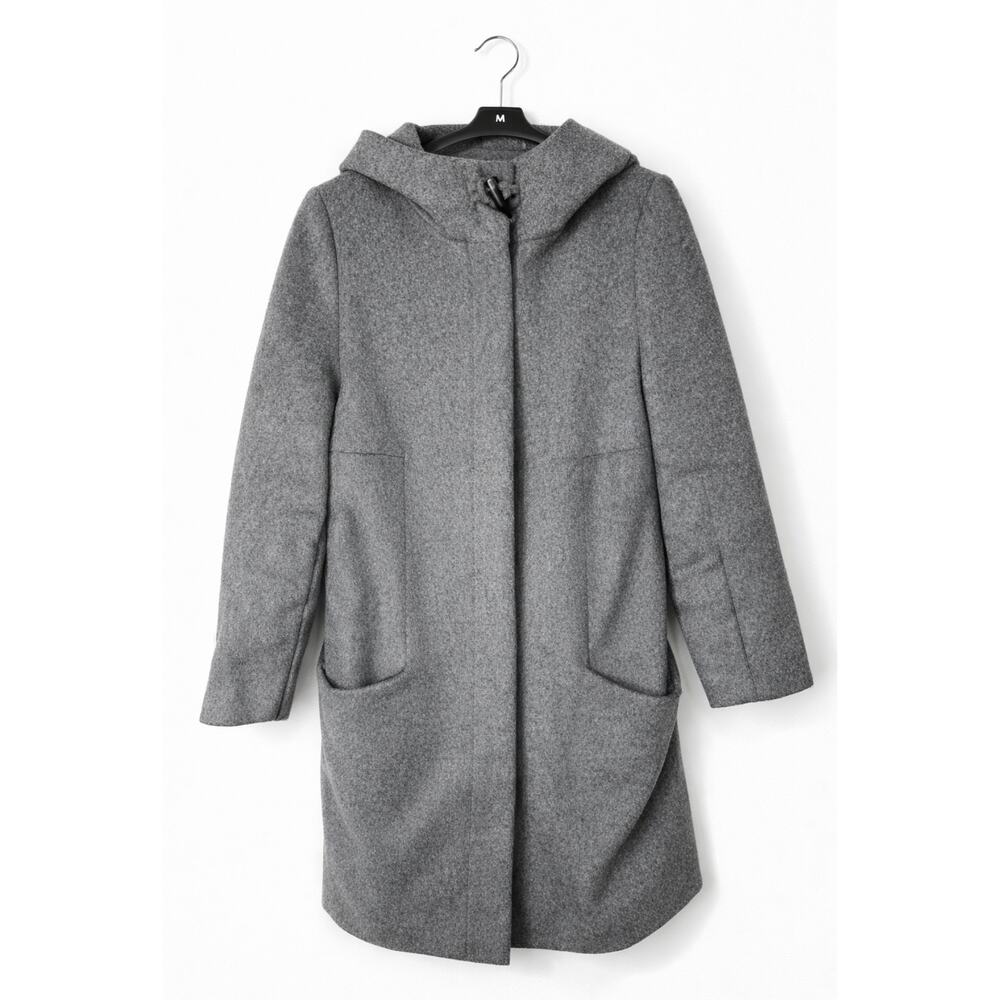 Babaton by Aritzia Gray Hooded Wool Cashmere Coat Italian Wool Blend Large